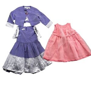 Sweet Potatoes Bonnie Baby Dress Lot 2 Girls 2T Toddler Pink Purple Party Church